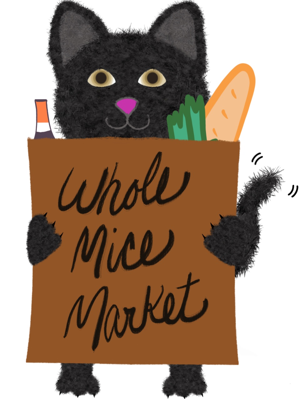 Cat holding a bag of groceries